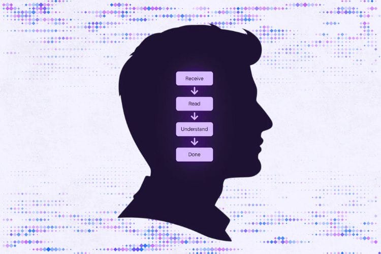 「脳内完結族（INTJ/ISTP）」の思考回路図解。LINEを見ても「受信→納得→終了」となってしまい、悪気なく既読スルーしてしまう男性心理のフローチャート。